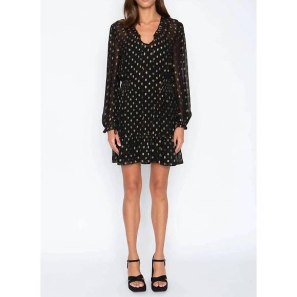 NEW CABALLERO christie dress in black gold dot